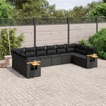 vidaXL Salon de jardin 10 Pièces avec coussins noir résine tressée