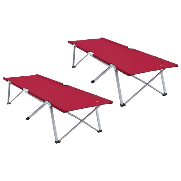 vidaXL Lit de Détente Pliant Rouge Métal  Tissu Standard Pliable