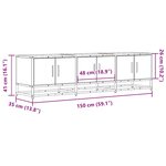 vidaXL Meuble TV chêne fumé 150x35x41 cm bois d'ingénierie et métal