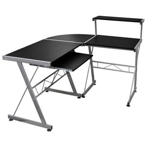 Bureau table poste de travail meuble d'ordinateur informatique étude d'ordinateur d'angle 132 x 112 x 99cm bois d'ingénierie noir 02_0023732