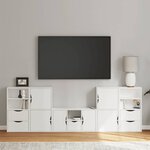 vidaXL Meubles TV 5 Pièces avec rangement ODDA blanc bois de pin massif