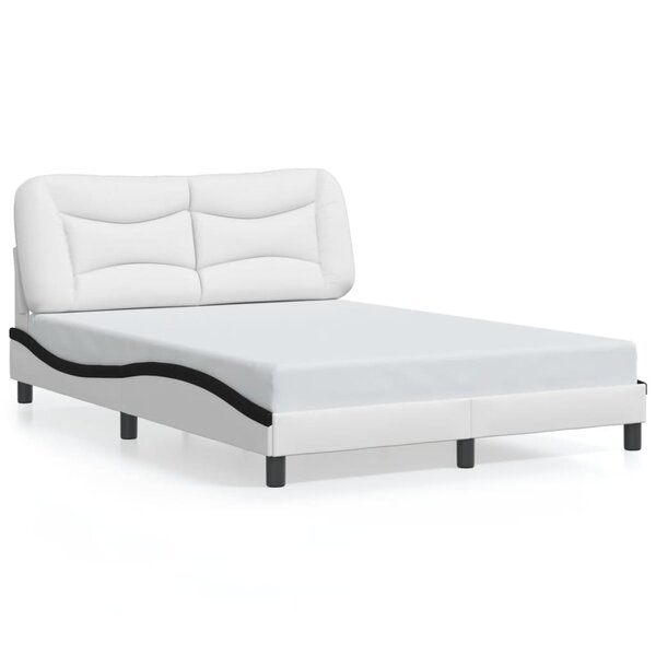 vidaXL Cadre de lit sans matelas Hvar blanc et noir 140x200 cm similicuir
