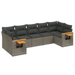 vidaXL Salon de jardin avec coussins 7 Pièces gris résine tressée