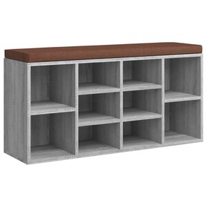 Banc banquette à chaussures sonoma 103 x 30 x 48 cm bois d'ingénierie gris 02_0010935
