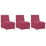 vidaXL Unité de Sofa Modulaire Sans Accoudoirs 3 Pièces Rouge bordeaux