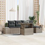 vidaXL Ensemble de Canapés de Jardin 6 pièces avec Coussins Gris en Rattan Poly