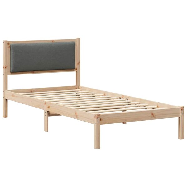 vidaXL Cadre de lit avec tête de lit Gris foncé 90 x 190 cm Pin massif
