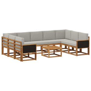 vidaXL Ensemble de canapés d'extérieur 10 pc Naturel et gris clair