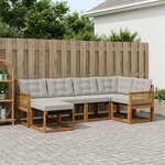 vidaXL Ensemble de canapés d'extérieur 6 Pièces Naturel et gris clair