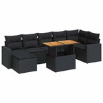 vidaXL Salon de jardin 8 Pièces avec coussins noir résine tressée