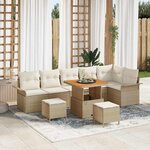 vidaXL Ensemble de canapé de jardin 9 Pièces Beige polyrotin