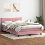 vidaXL Sommier à lattes de lit avec matelas et LED rose 160x210 cm velours
