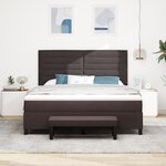 vidaXL Lit coffre avec matelas et banc marron foncé 180x200 cm tissu