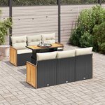 vidaXL Salon de jardin avec coussins 7 Pièces noir résine tressée acacia