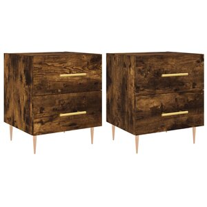 vidaXL Tables de chevet 2Pièces chêne fumé 40x35x47 5cm bois d’ingénierie