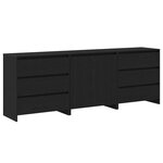 vidaXL Buffet avec tiroir 3 Pièces Noir 70 x 41 x 75 cm Bois d'ingénierie