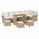 vidaXL Ensemble de canapé de jardin avec coussin 10 Pièces Beige et crème