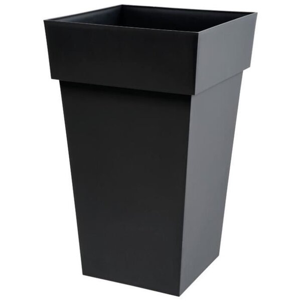 EDA Pot de fleur haut carré Toscane - 39 x 39 x H 65 cm - 62 L - Gris anthracite