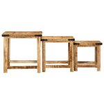 vidaXL Tables d'appoint gigognes 3 Pièces bois de manguier massif brut