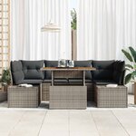 vidaXL Ensemble de canapé de jardin 7 Pièces Gris Poly rotin
