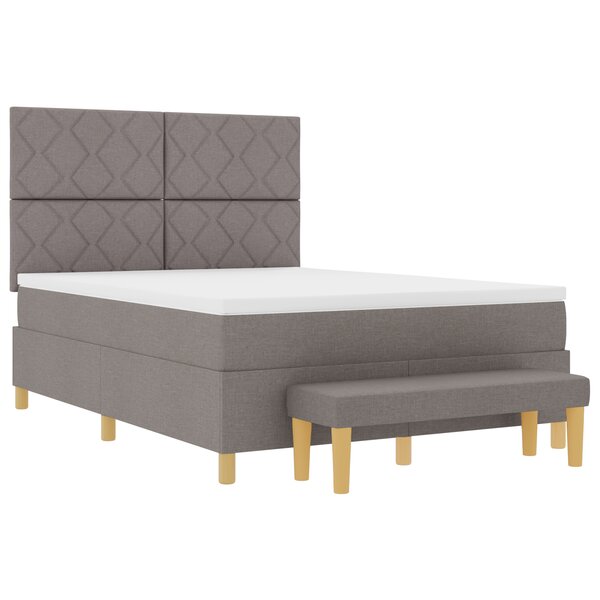 vidaXL Lit à ressort avec matelas et banc taupe 140x190 cm tissu