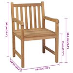 vidaXL Chaises de jardin lot de 4 et coussins rouge bois teck solide