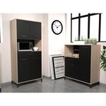 Buffet de cuisine FACTORY - chêne et noir - 2 portes + 1 tiroir - Modulable - 80 x 43 3 x 185 cm