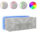 vidaXL Meuble TV mural avec lumières LED gris béton 80x35x31 cm