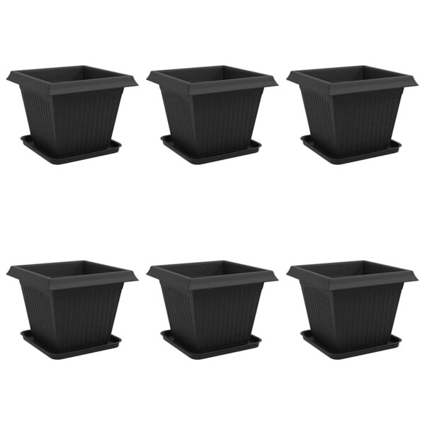 vidaXL Pots de plantes 6 Pièces Noir 38 x 38 x 30 cm Plastique