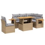 vidaXL Salon de jardin avec coussins 6 Pièces beige résine tressée