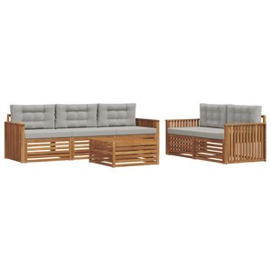vidaXL Ensemble de canapés d'extérieur 6 pc Gris Naturel et Clair