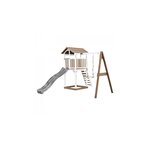 AXI Beach Tower avec Balancoire Simple Marron Blanc Toboggan Gris