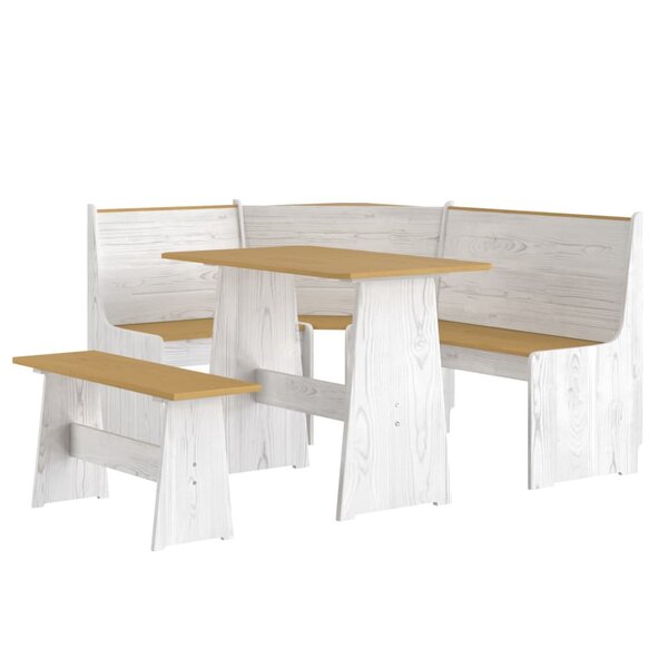 vidaXL Ensemble à manger REINE 3 Pièces marron miel blanc bois pin massif