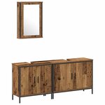 vidaXL Ensemble de mobilier de salle de bain avec porte 3 Pièces Marron
