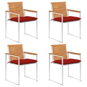 vidaXL Chaises de jardin lot de 4 avec coussins Bois d'acacia massif