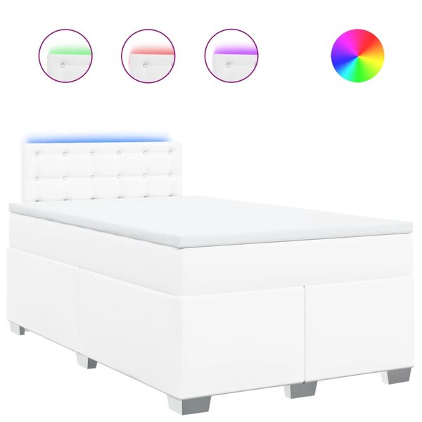 vidaXL Sommier à lattes de lit avec matelas blanc 120x190cm similicuir