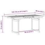 vidaXL Table à dîner de jardin (120-170)x80x75 cm Bois d'acacia massif