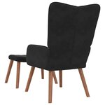 vidaXL Chaise de relaxation avec repose-pied Noir Velours