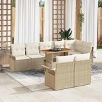 vidaXL Ensemble de canapé de jardin 9 Pièces Beige Poly rotin