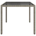 vidaXL Table de jardin 150x90x75 cm Verre trempé et poly rotin Gris