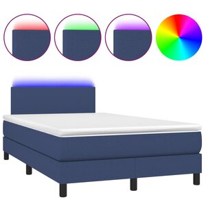 vidaXL Sommier à lattes de lit matelas et LED bleu 120x190 cm tissu