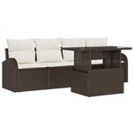 vidaXL Ensemble de canapé de jardin 5 pièces avec coussins marron en polyrotin