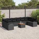 vidaXL Ensemble de canapé de jardin 11 Pièces Noir Poly rotin