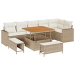 vidaXL Ensemble de canapé de jardin 9 Pièces Beige polyrotin