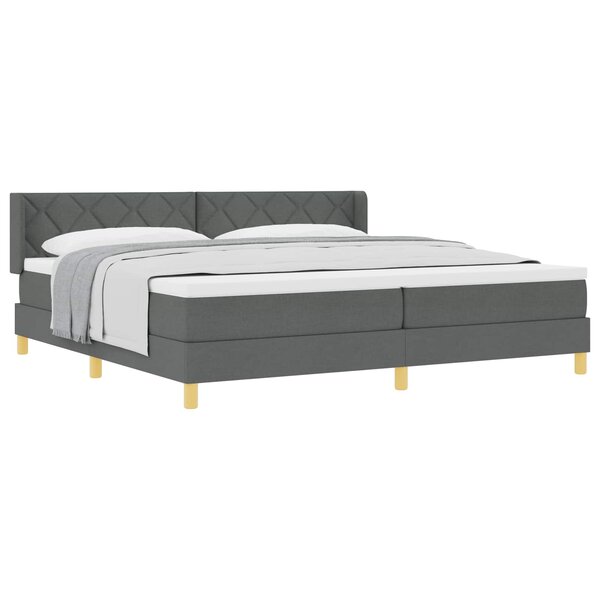 vidaXL Lit à Ressorts avec matelas Gris foncé 200 x 200 cm tissu
