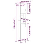 vidaXL Armoire de bain Chêne marron 32x25 5x190 cm Bois d'ingénierie