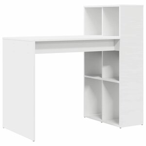 vidaXL Bureau avec étagère Blanc 108 x 55 x 103 5 cm Bois d'ingénierie