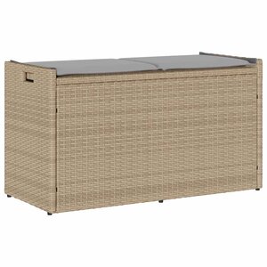 vidaXL Banc de rangement extérieur coussin beige 100 cm résine tressée