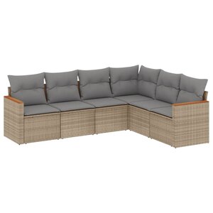 vidaXL Salon de jardin avec coussins 6 Pièces beige résine tressée