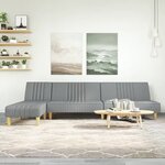 vidaXL Canapé-lit en forme de L gris clair 255x140x70 cm tissu